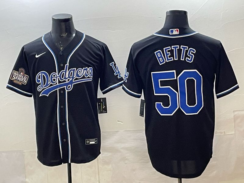 Men 2025 Nike Los Angeles Dodgers #50 Betts Black MLB Jersey style 008